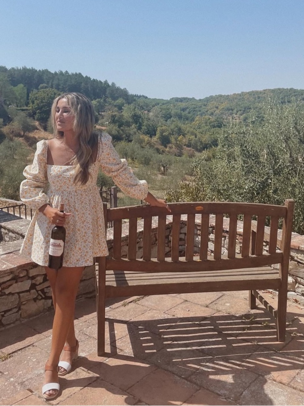 Reformation Cream Mini Dress with Yellow Floral Print